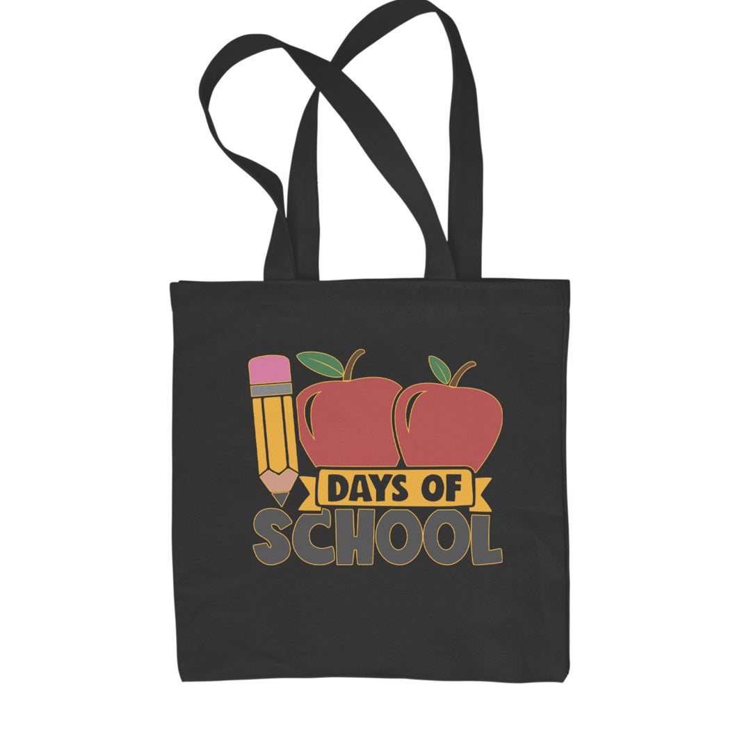 100 Days Of School Apple Pencil Shopping Tote Bag Black