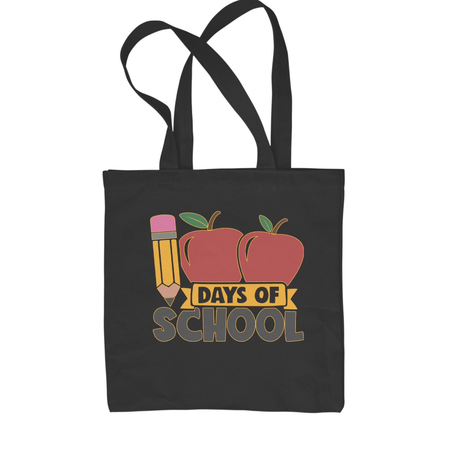 100 Days Of School Apple Pencil Shopping Tote Bag Navy Blue