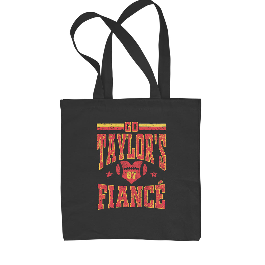 Go Taylor's Fiancé vintage-style lettering with heart football and number 87 on a Classic Cotton Canvas Tote
