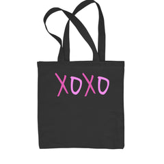 XOXO Pink Print Shopping Tote Bag Black