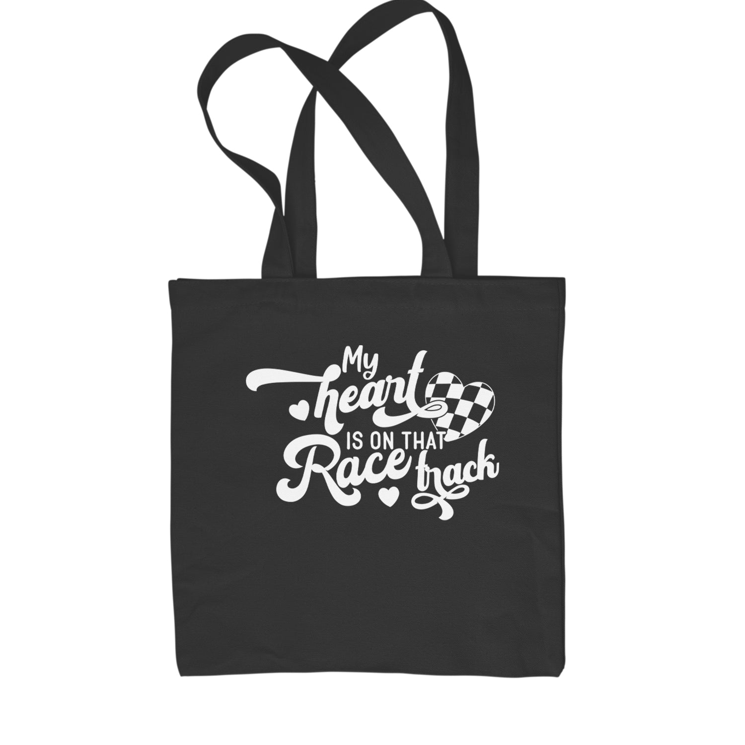 My Heart Is On That Race Track Shopping Tote Bag Black