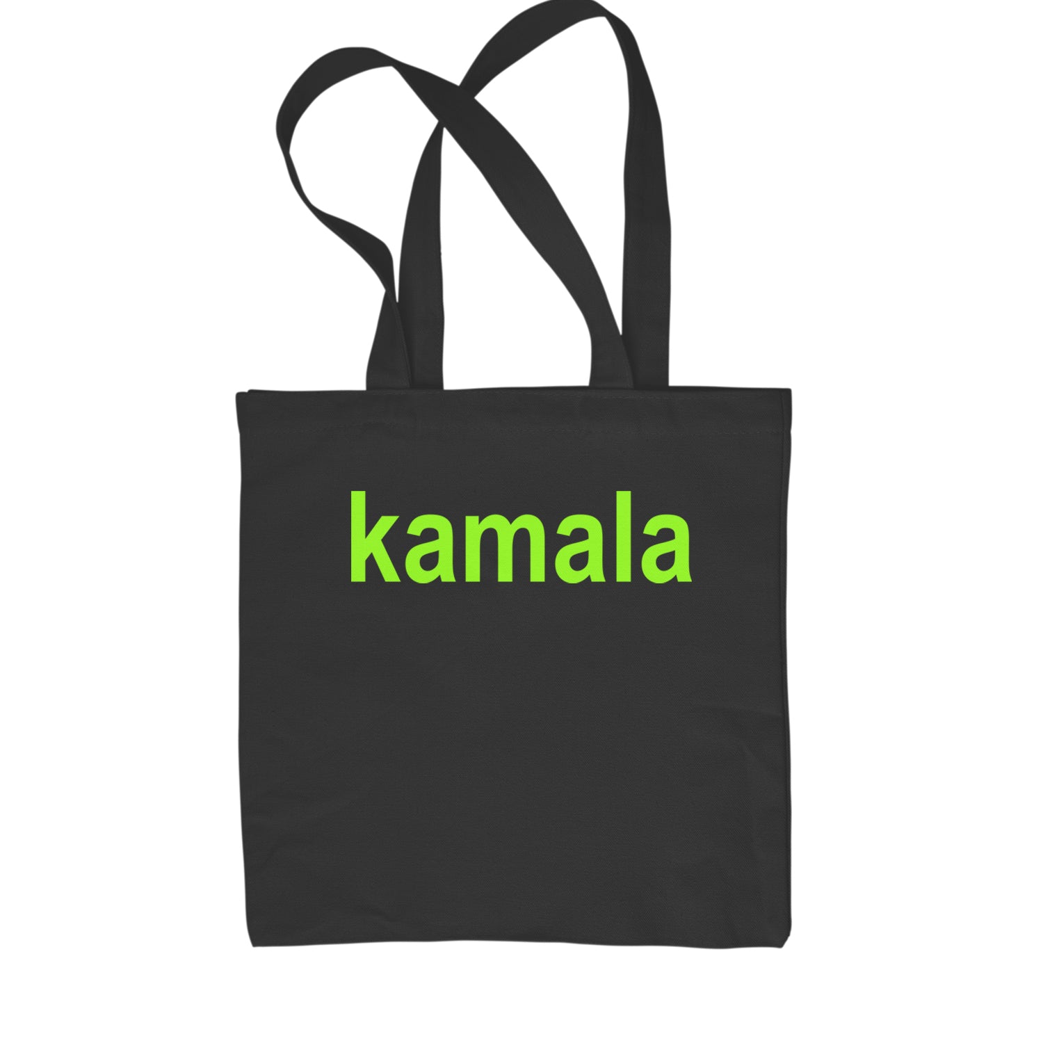 Kamala Bright Green Brat Coconut Tree Shopping Tote Bag Black