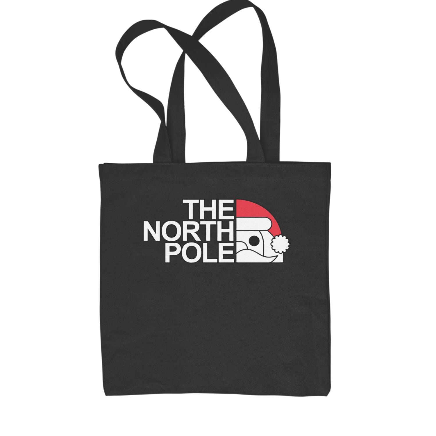 The North Pole Santa Face Shopping Tote Bag Black