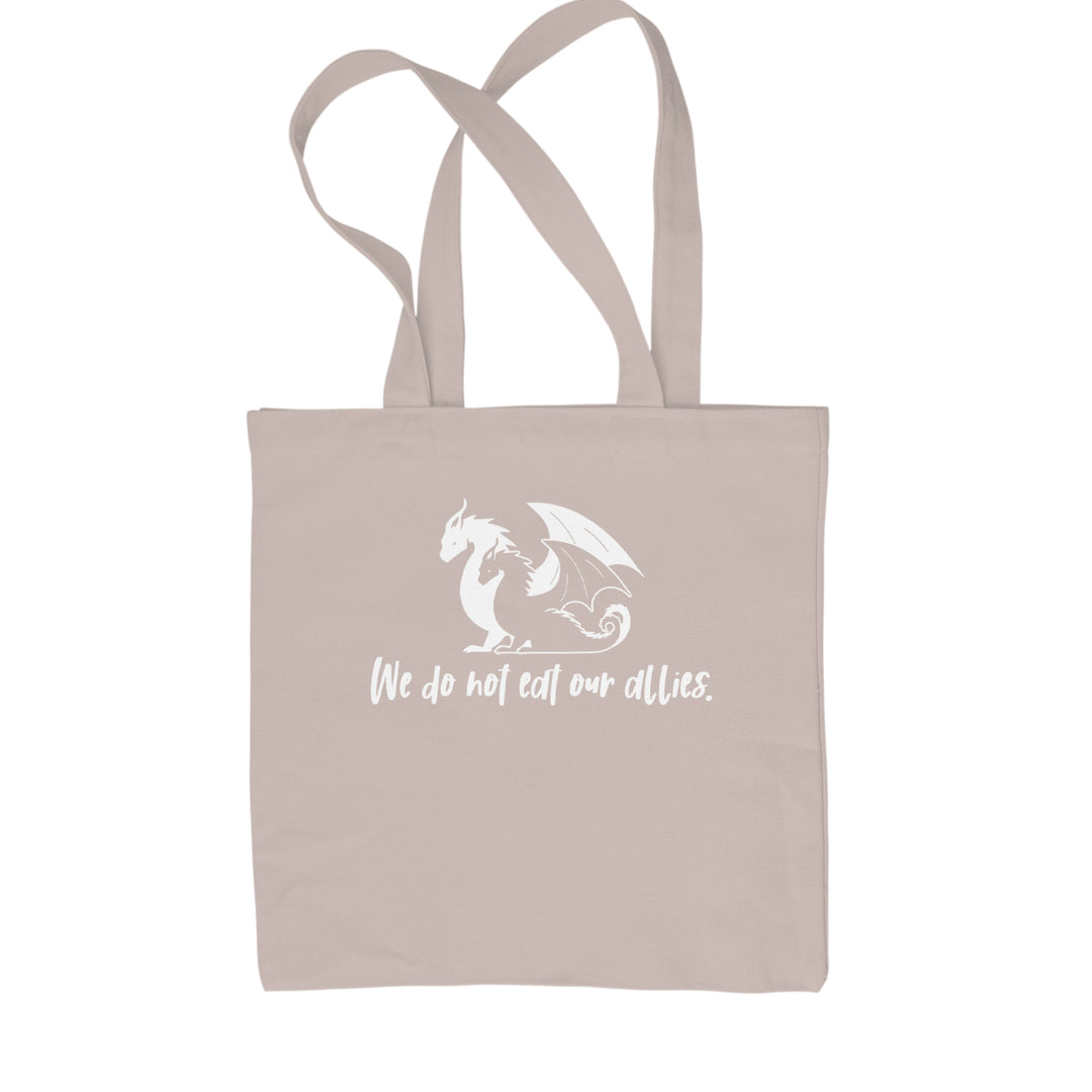 We Do Not Eat Our Allies Fourth Wing Basgiath Shopping Tote Bag Natural