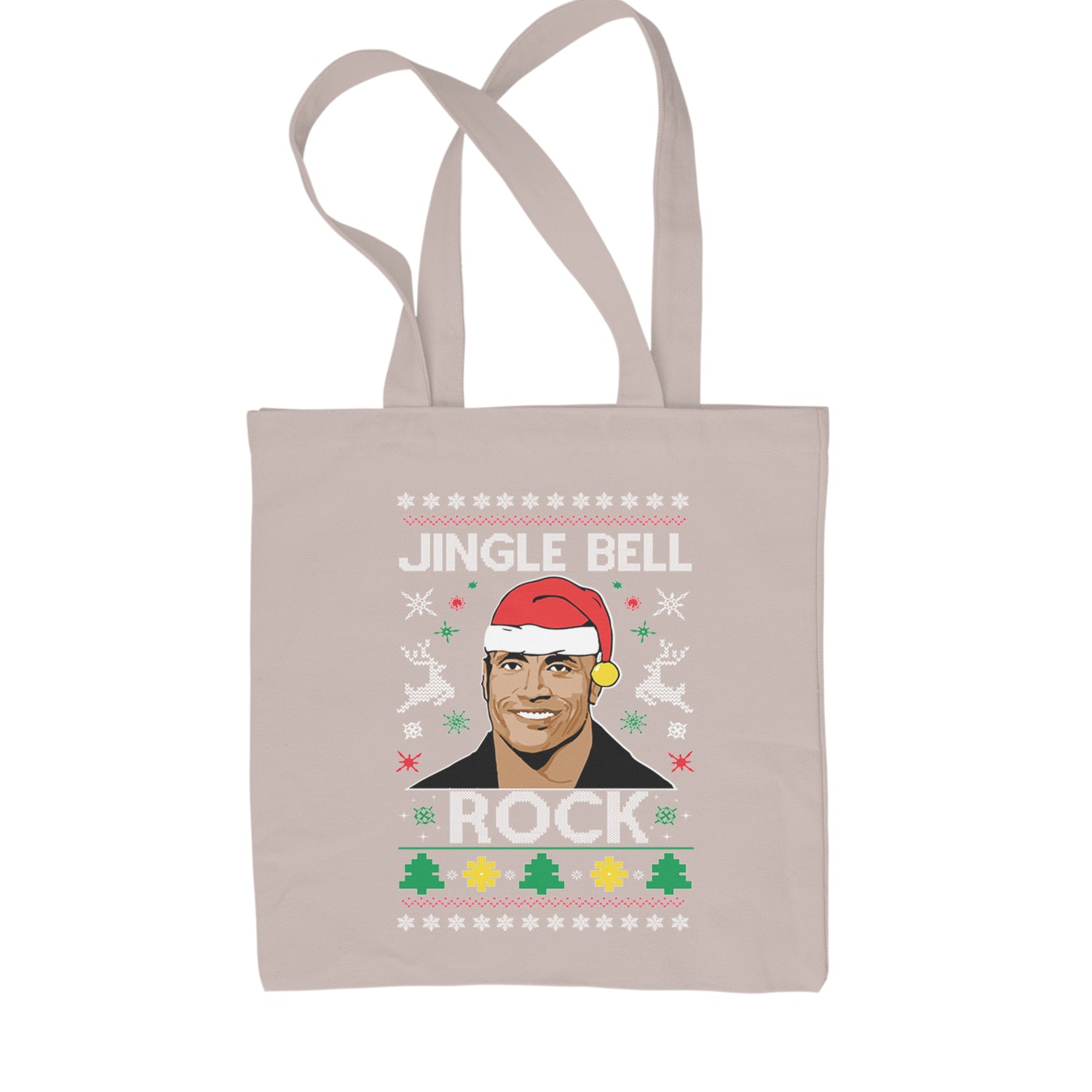 Jingle Bell Rock Ugly Christmas Shopping Tote Bag Natural