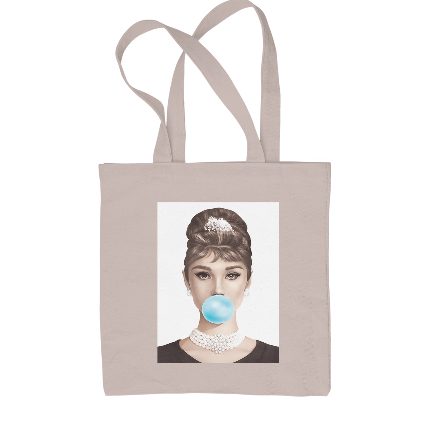 Audrey Hepburn Chewing Bubble Gum American Icon Shopping Tote Bag Black