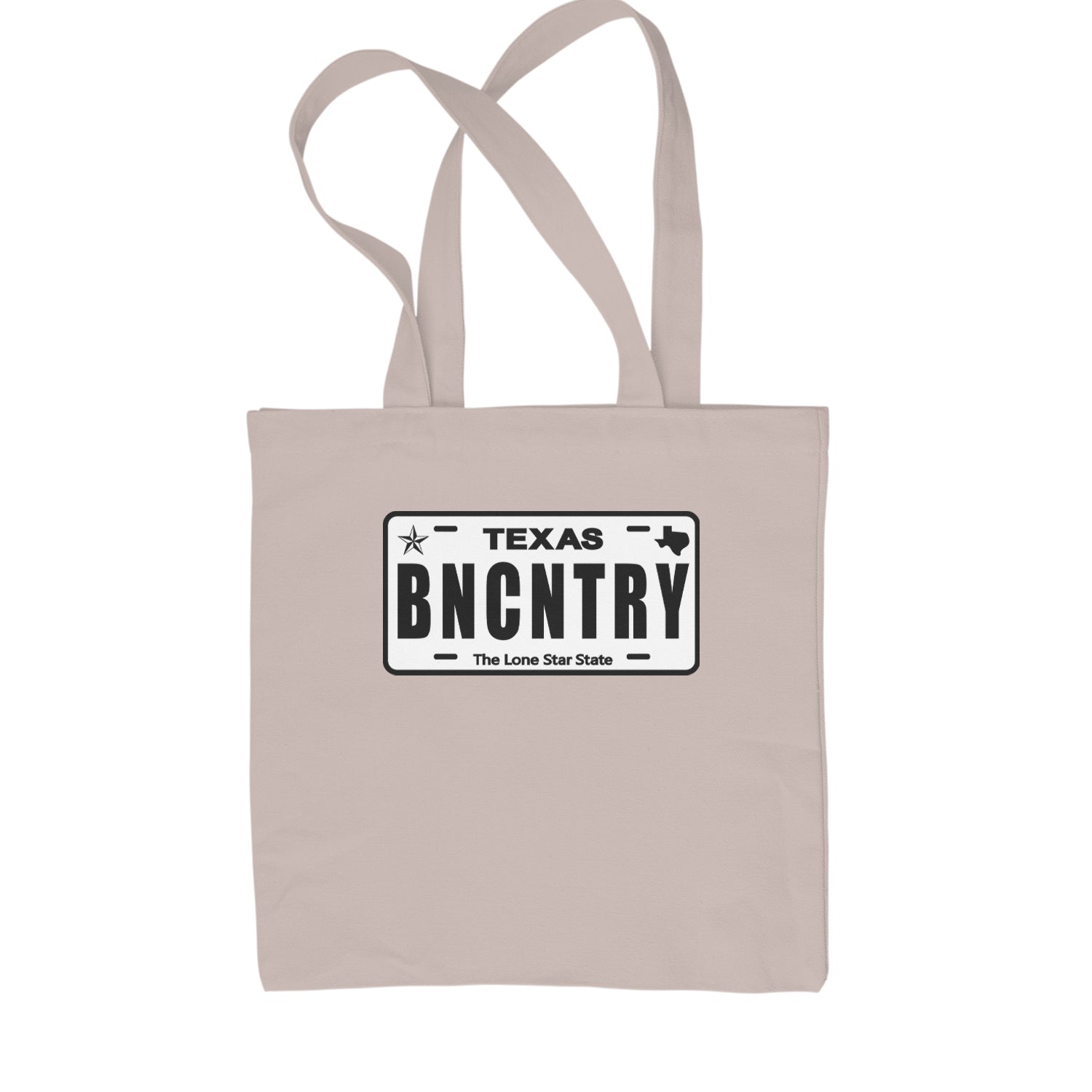 Texas License Plate BNCNTRY Shopping Tote Bag Natural