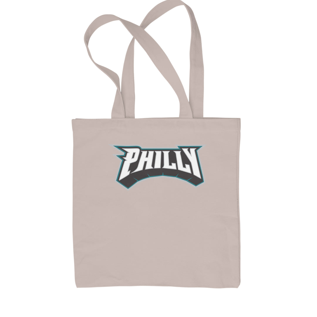 Philly Bold Block Throwback Shopping Tote Bag Natural
