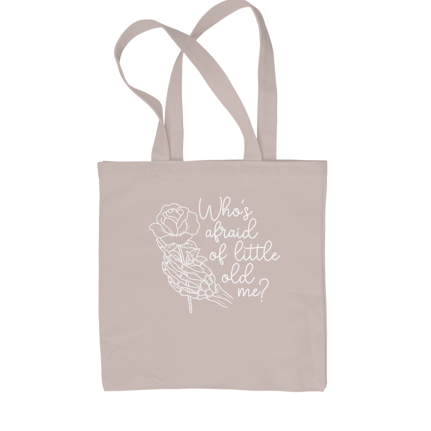 Who's Afraid Of Little Old Me Rose Skeleton Hand Shopping Tote Bag Black