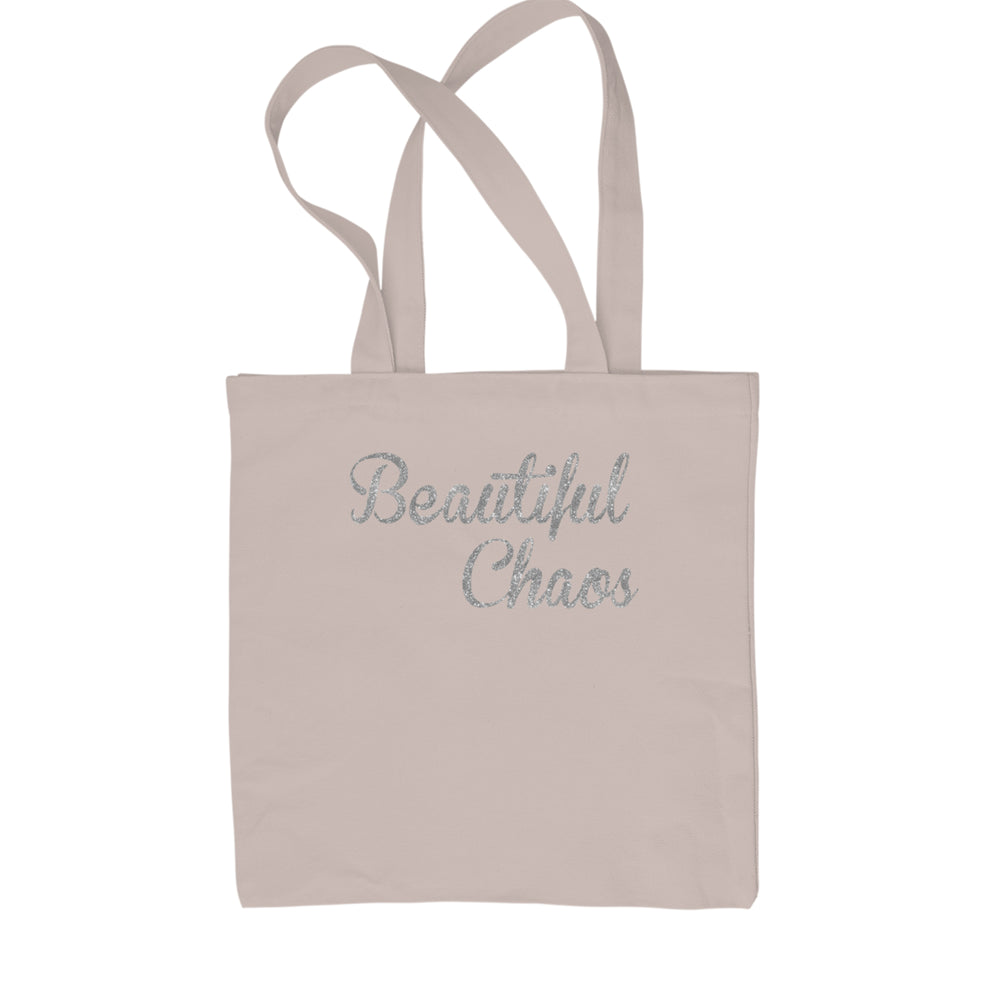 Beautiful Chaos Glitter Music Festival Shopping Tote Bag Natural