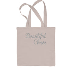 Beautiful Chaos Glitter Music Festival Shopping Tote Bag Natural