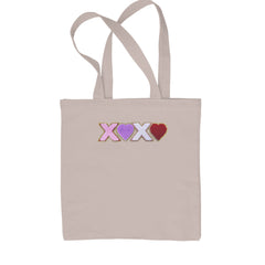 XOXO Chenille Patch Valentines Days Shopping Tote Bag Natural