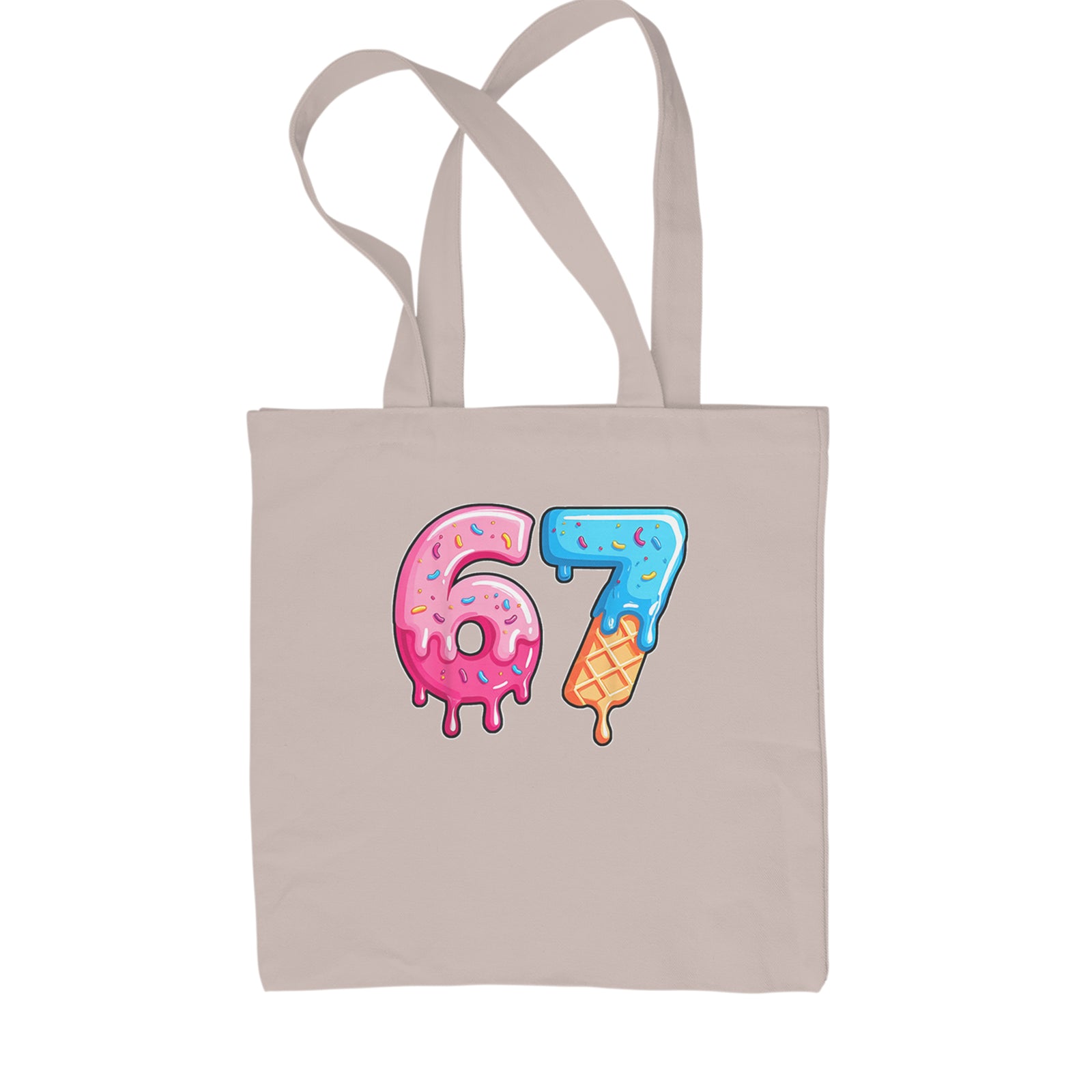 67 Dripping Ice Cream Donut Melt Shopping Tote Bag Black