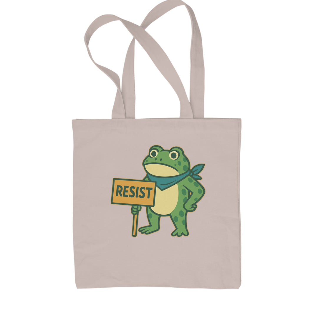 Sign Resist Meme Frog Protest Shopping Tote Bag Natural