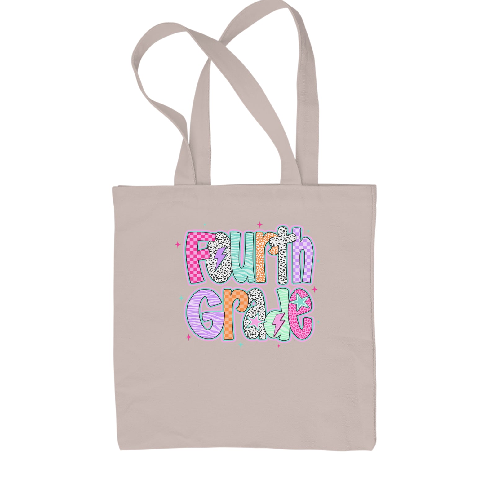 Fourth Grade Fierce Colorful Back to School Shopping Tote Bag Black