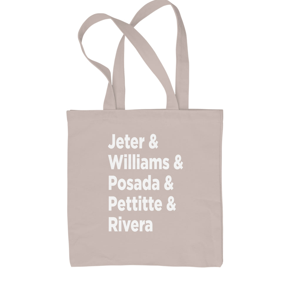 Jeter & Williams & Posada & Pettitte & Rivera Shopping Tote Bag Natural
