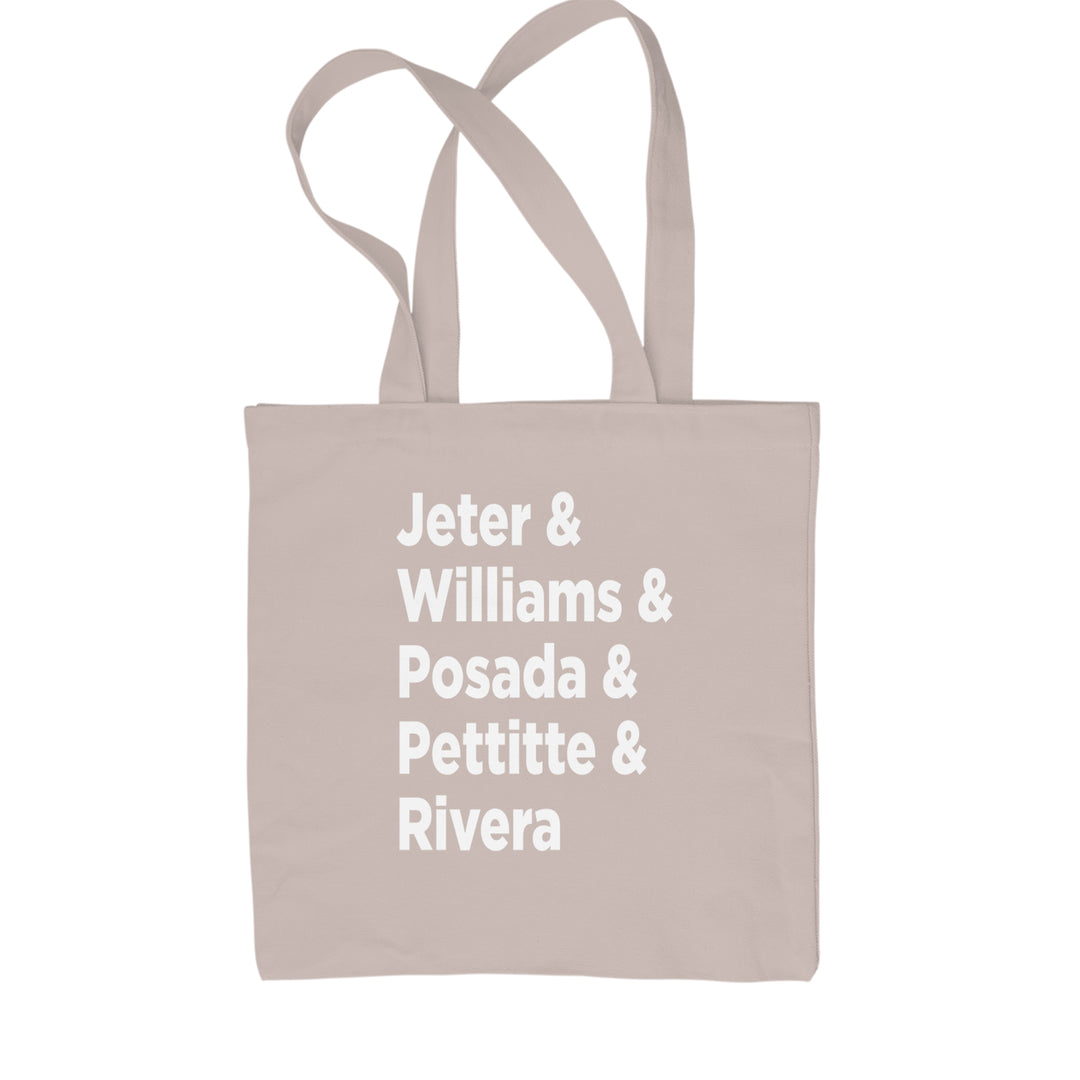 Jeter & Williams & Posada & Pettitte & Rivera Shopping Tote Bag Natural