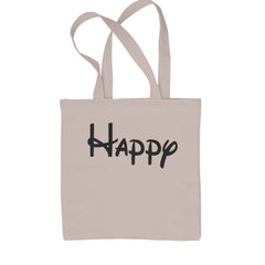 Classic Cotton Canvas Tote with bold "Happy" text in a playful style on a bright yellow background