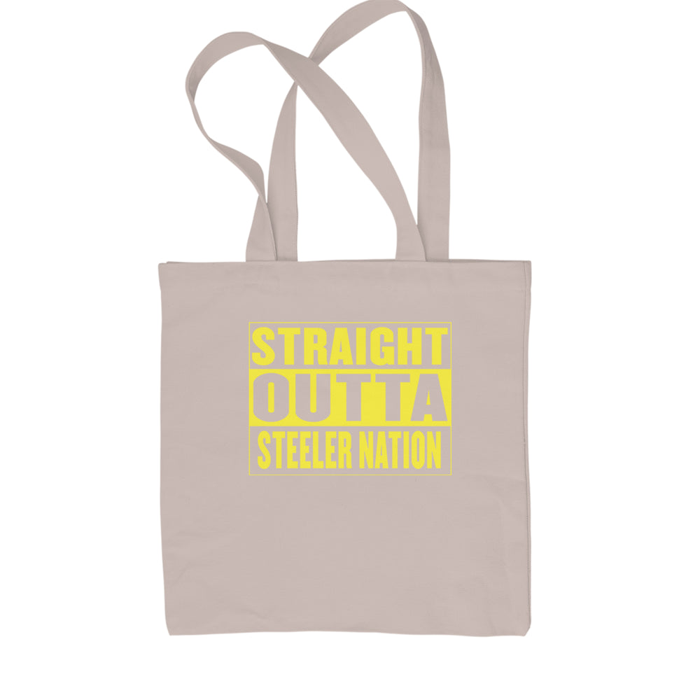 Straight Outta Steeler Nation Football  Shopping Tote Bag Natural