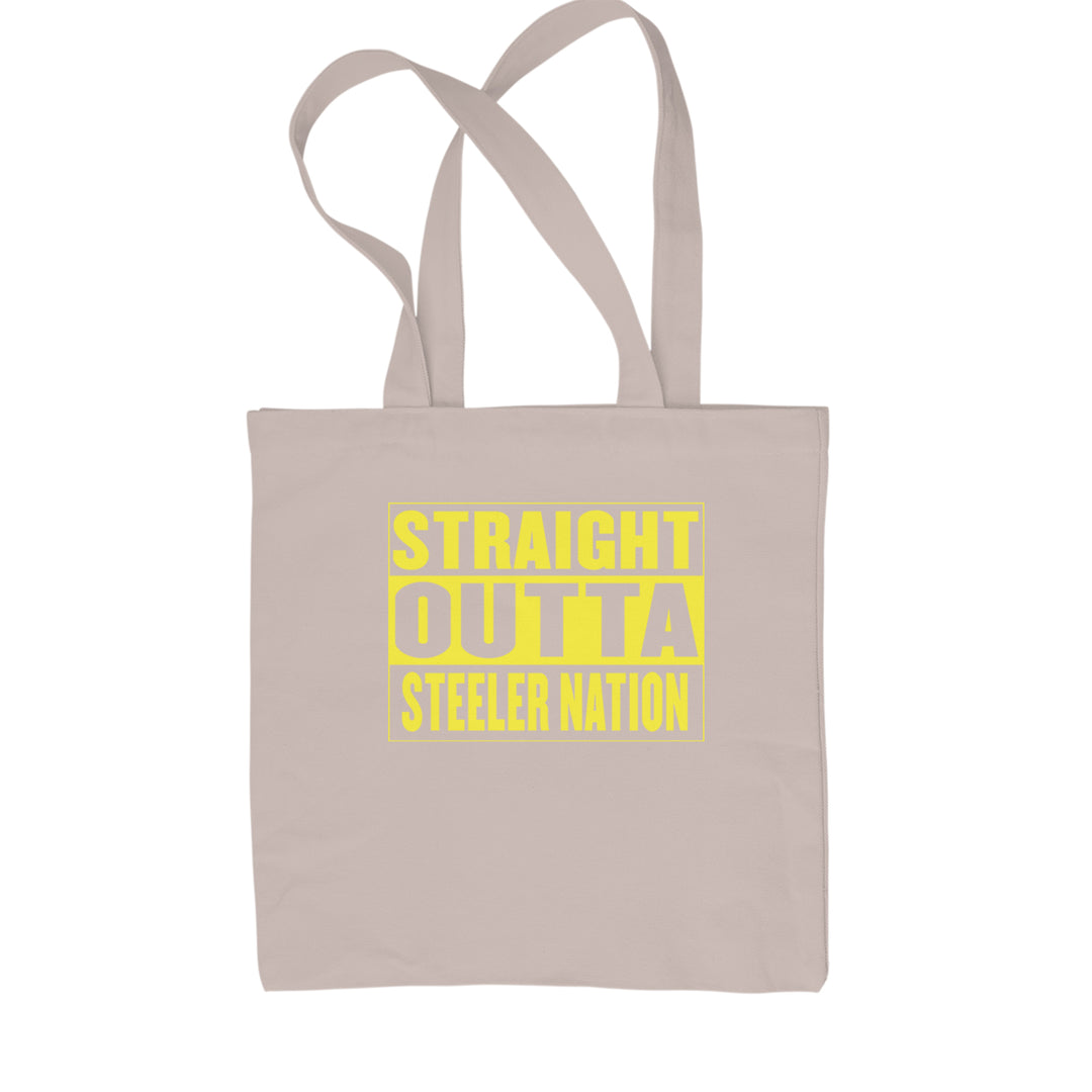 Straight Outta Steeler Nation Football  Shopping Tote Bag Natural