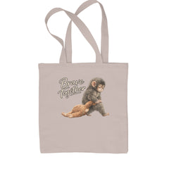 Punch Brave Together Stuffed Animal Shopping Tote Bag Natural
