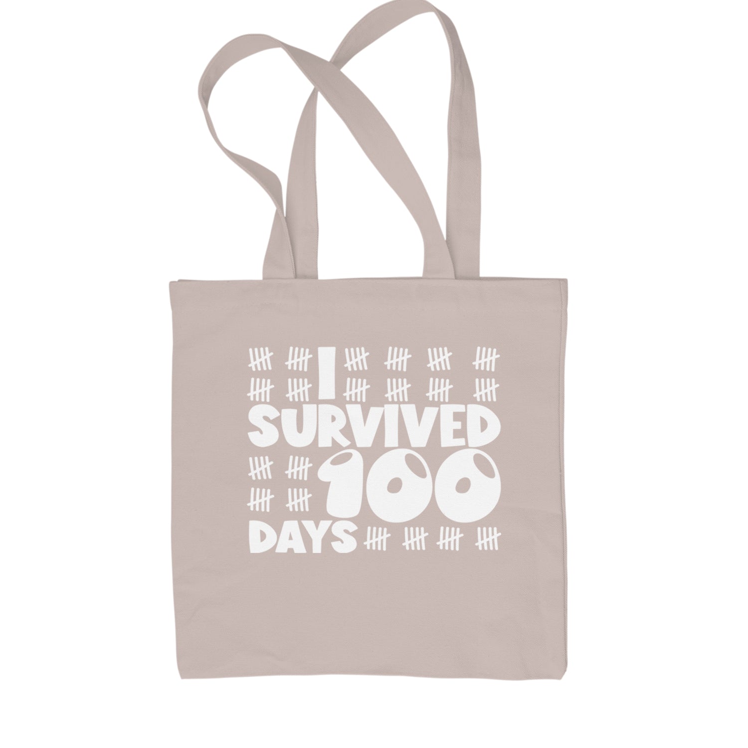 I Survived 100 Days Tally Marks Shopping Tote Bag Black