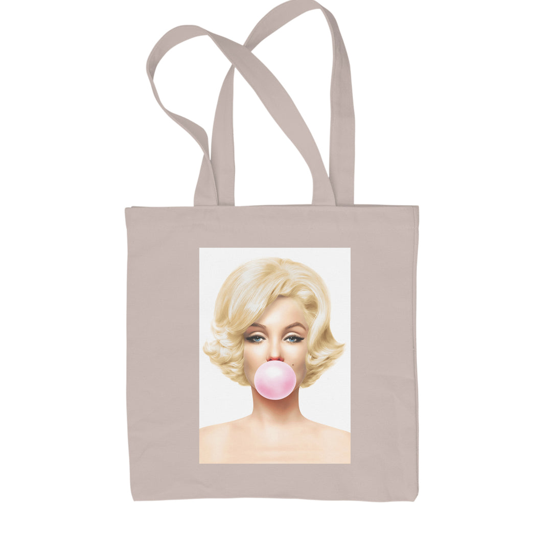 Ms. Monroe Pink Bubble Gum American Icon Shopping Tote Bag Natural