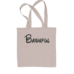 Bashful text design on Classic Cotton Canvas Tote, flat 15 by 16 inch 12 oz 100% cotton canvas with reinforced web handles
