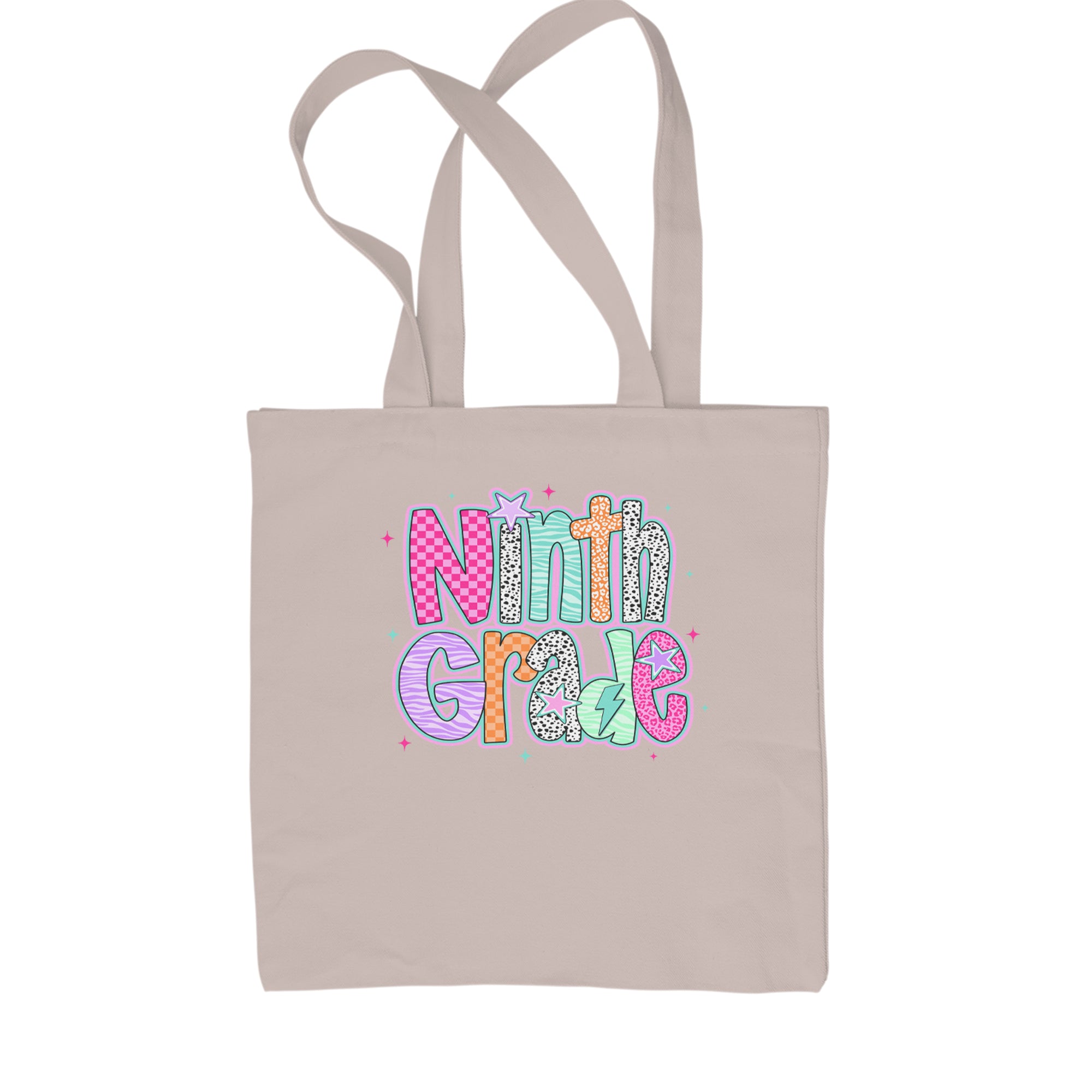Ninth Grade Freshman Vibes Colorful Back to School Shopping Tote Bag Black