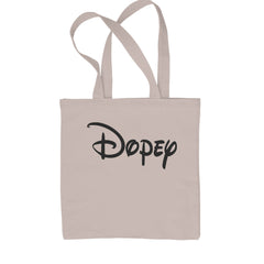 Dopey name-style text design on a Classic Cotton Canvas Tote, flat 15 by 16 inch cotton canvas with reinforced web handles