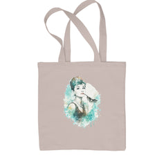 Mrs. Herpburn Iconic Watercolors Shopping Tote Bag Natural