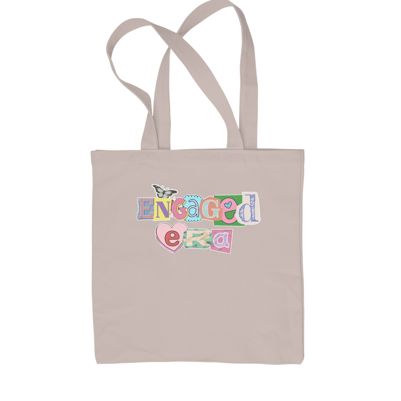 Engaged Era Aesthetic Retro Collage Design Shopping Tote Bag Black