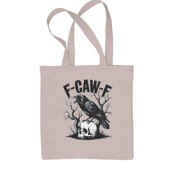 F-Caw-F Crow On Skull F-ck Off Gothic Shopping Tote Bag