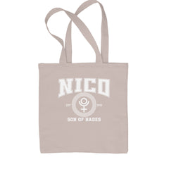 Nico Son of Hades Underworld Crest Shopping Tote Bag Natural