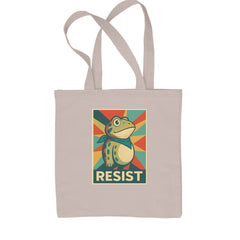 Resist Portland Protest Frog Shopping Tote Bag Natural