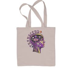 Psychedelic Cosmic Mushroom Head Shopping Tote Bag Natural