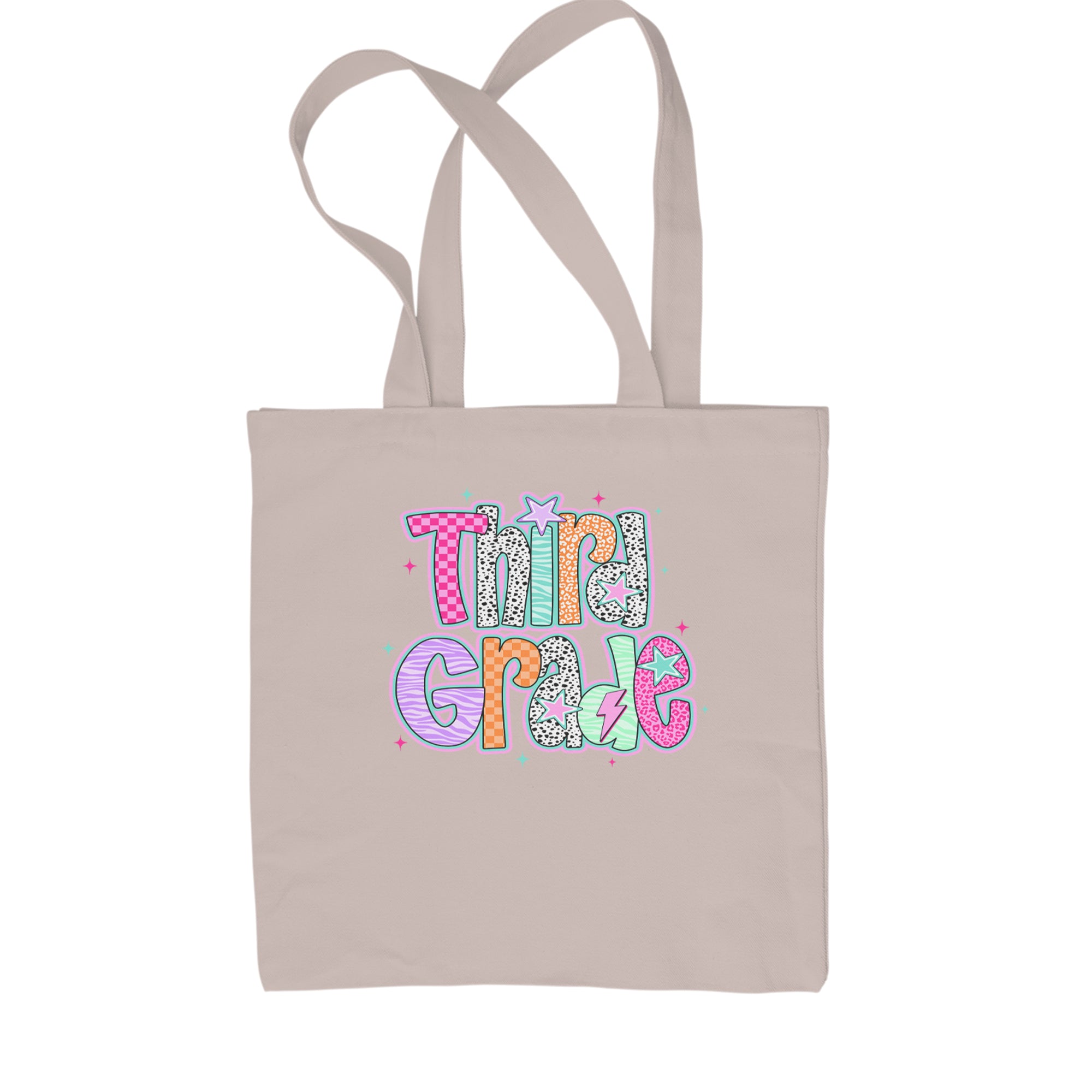 Third Grade Thunder Colorful Back to School Shopping Tote Bag Black