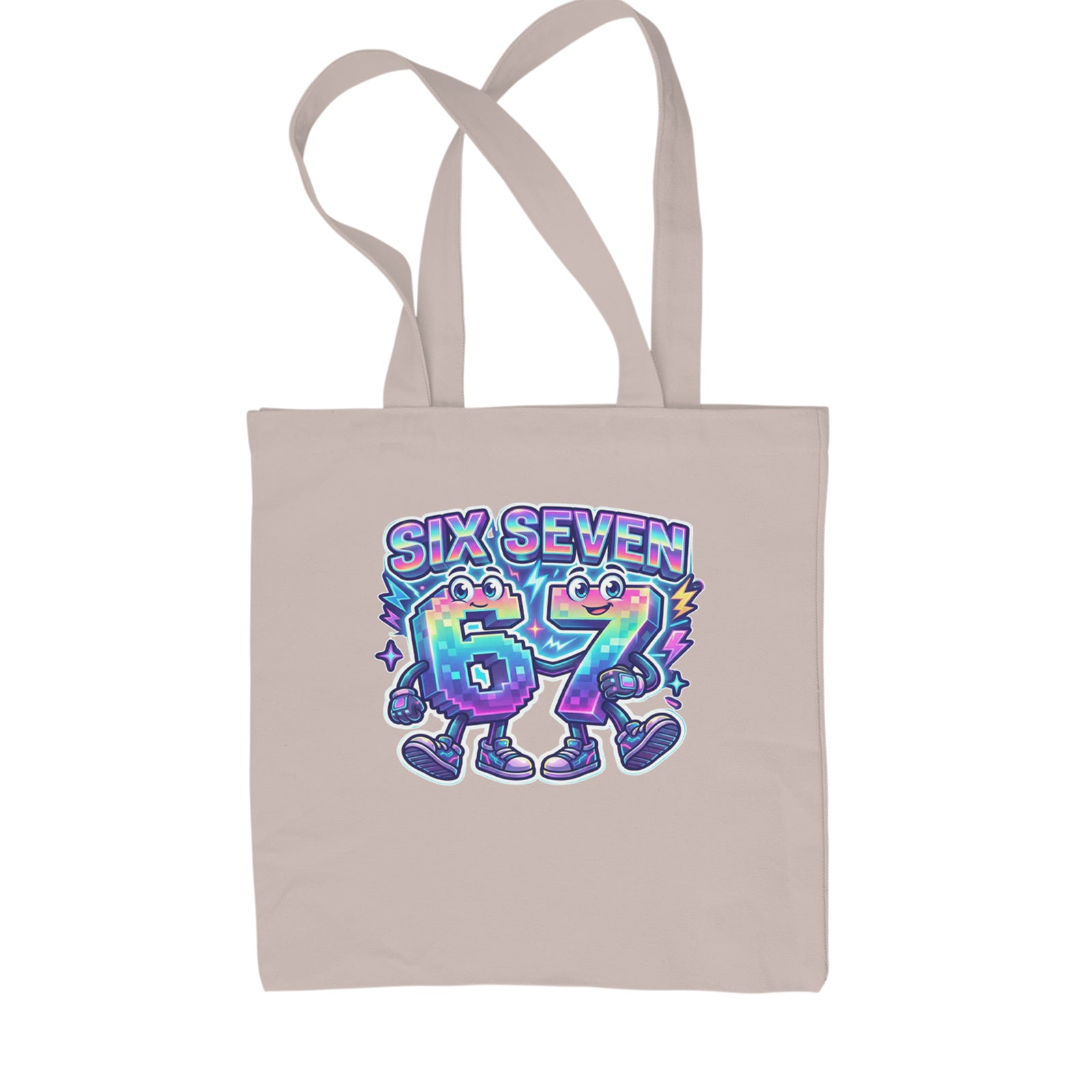 Six Seven 67 Retro Pixel Buddies Shopping Tote Bag Black