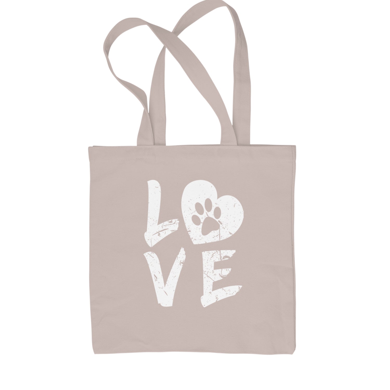 I Love My Dog Paw Print  Shopping Tote Bag Black