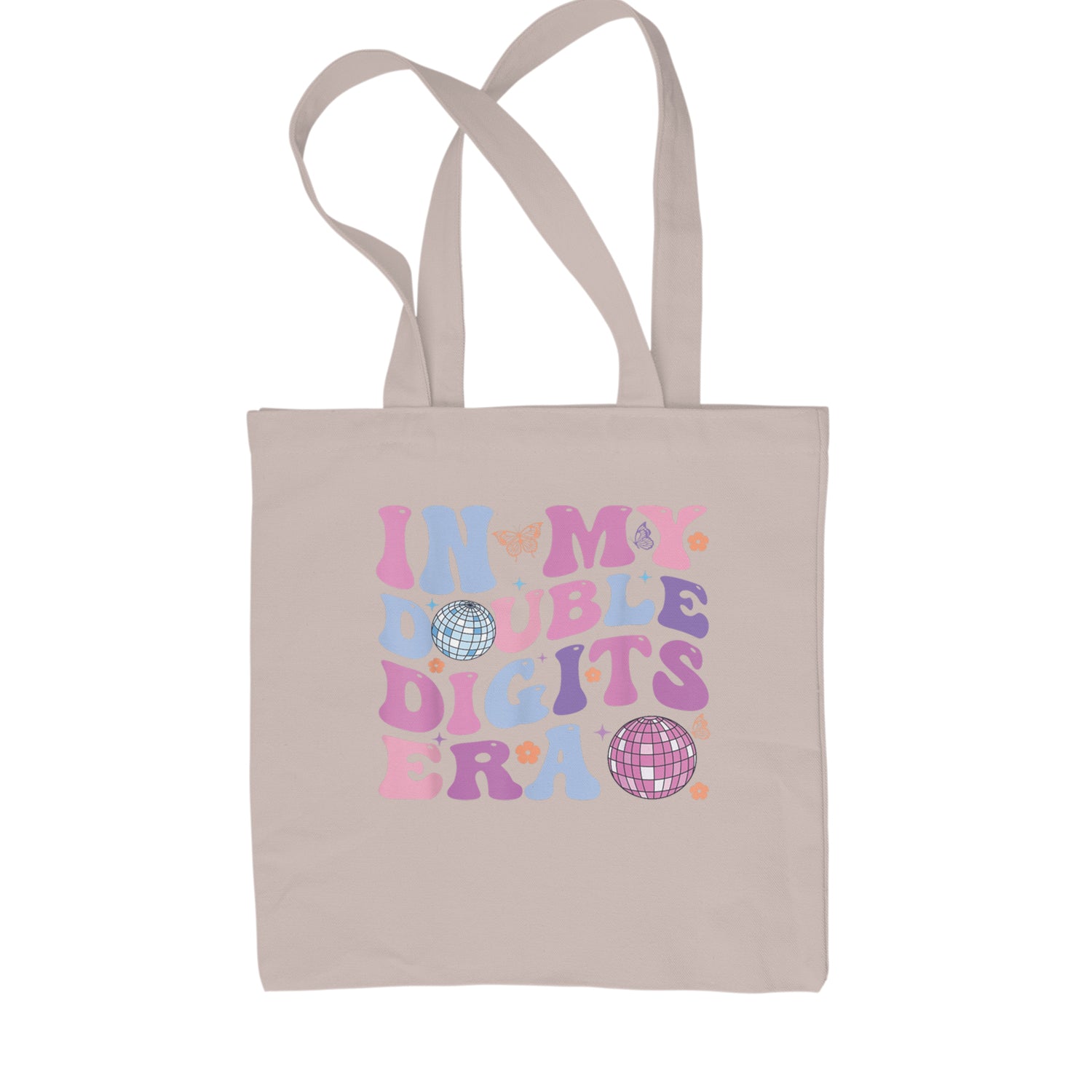 In My Double Digits Era Retro 10 Year Old 10th Birthday Shopping Tote Bag Black