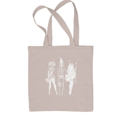 Vintage Spooky Squad Pinup Halloween Design Shopping Tote Bag Natural