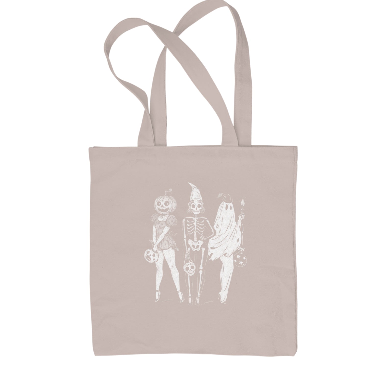 Vintage Spooky Squad Pinup Halloween Design Shopping Tote Bag Black
