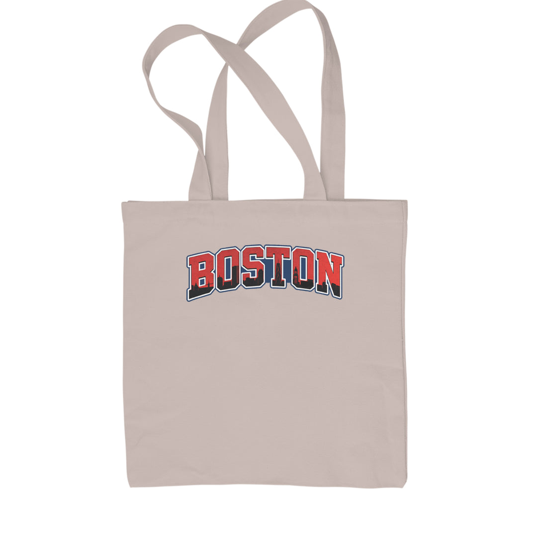 Boston City Pride Skyline Shopping Tote Bag Natural