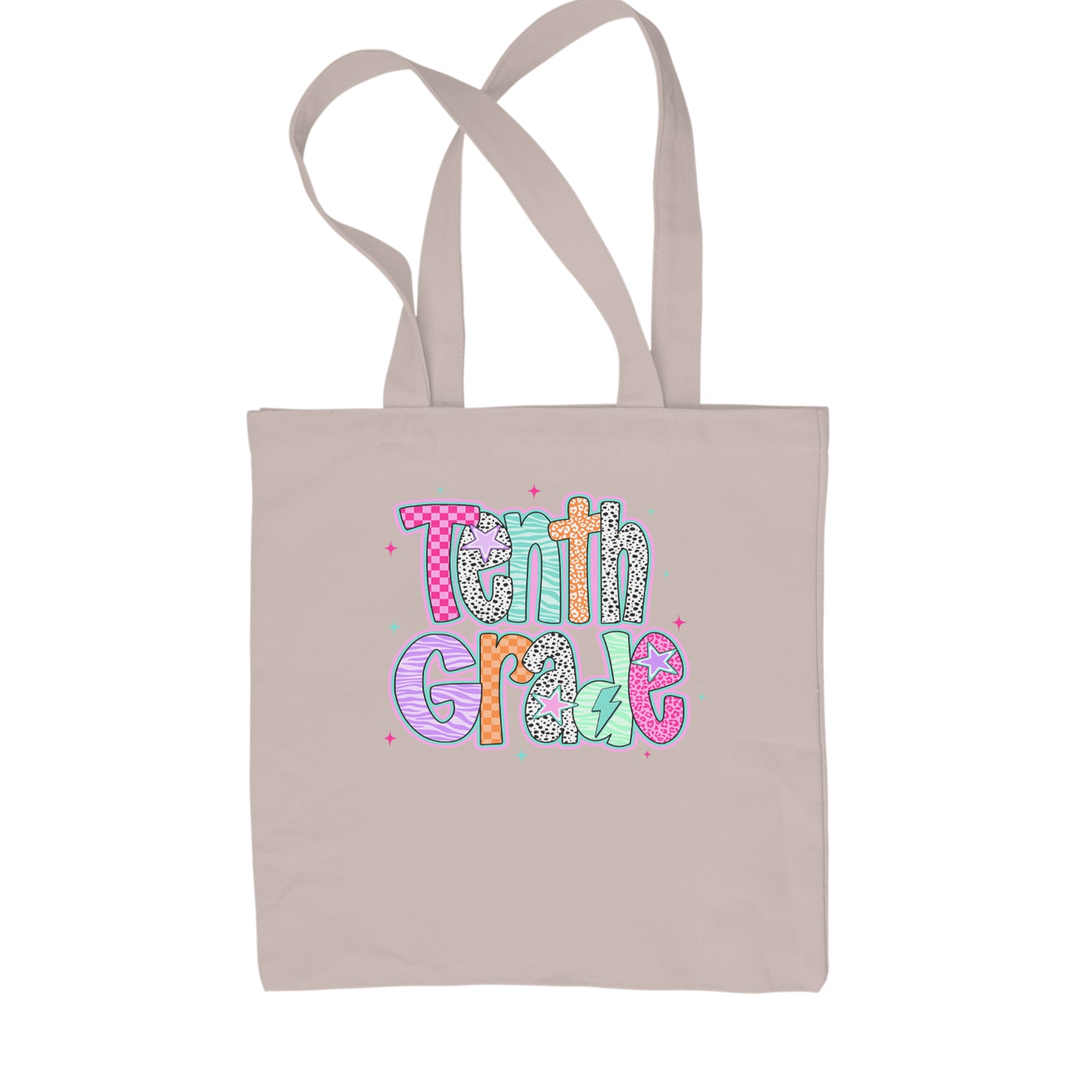 Tenth Grade Trendsetter Colorful Back to School Shopping Tote Bag Black