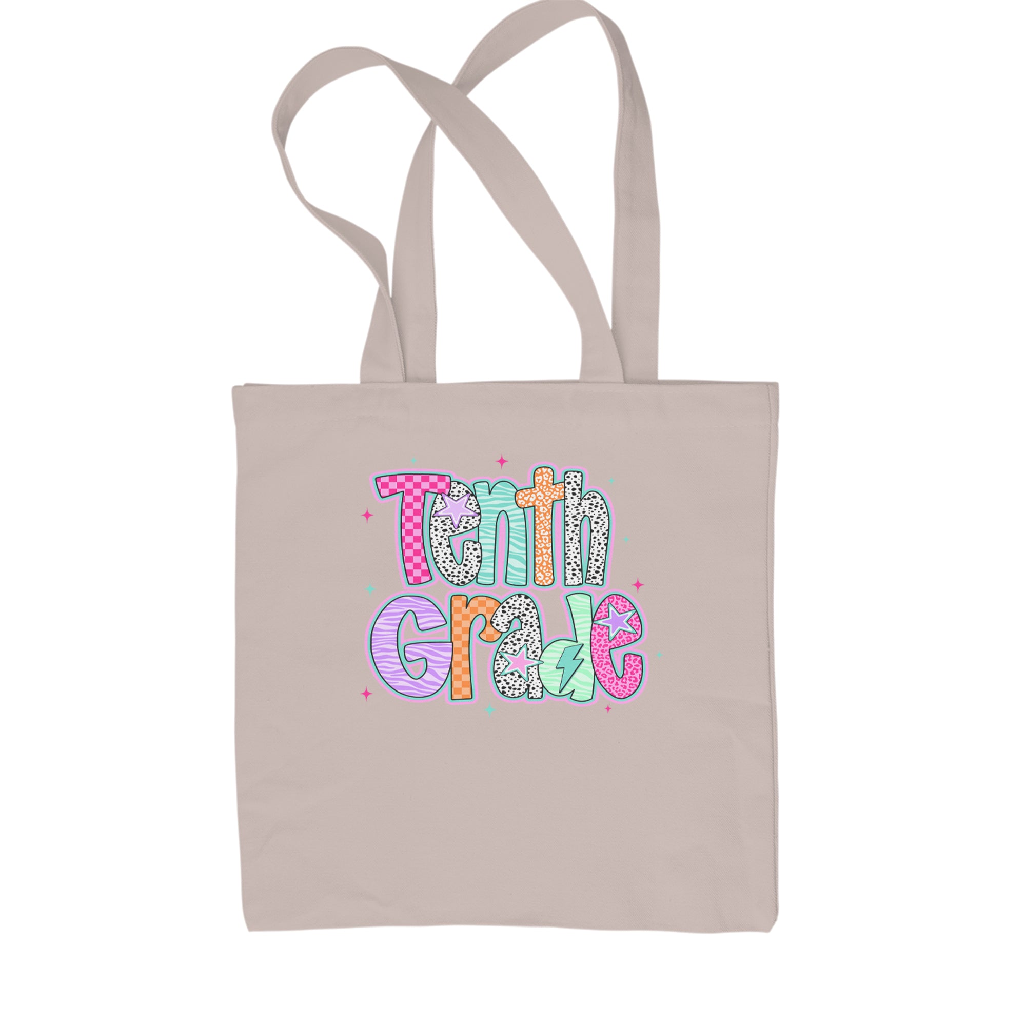 Tenth Grade Trendsetter Colorful Back to School Shopping Tote Bag Black