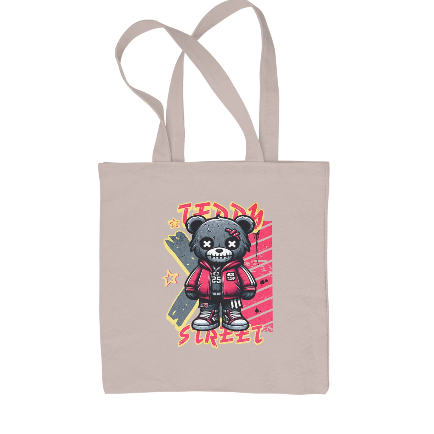 Teddy Attitude Urban Graffiti Bear Shopping Tote Bag Black