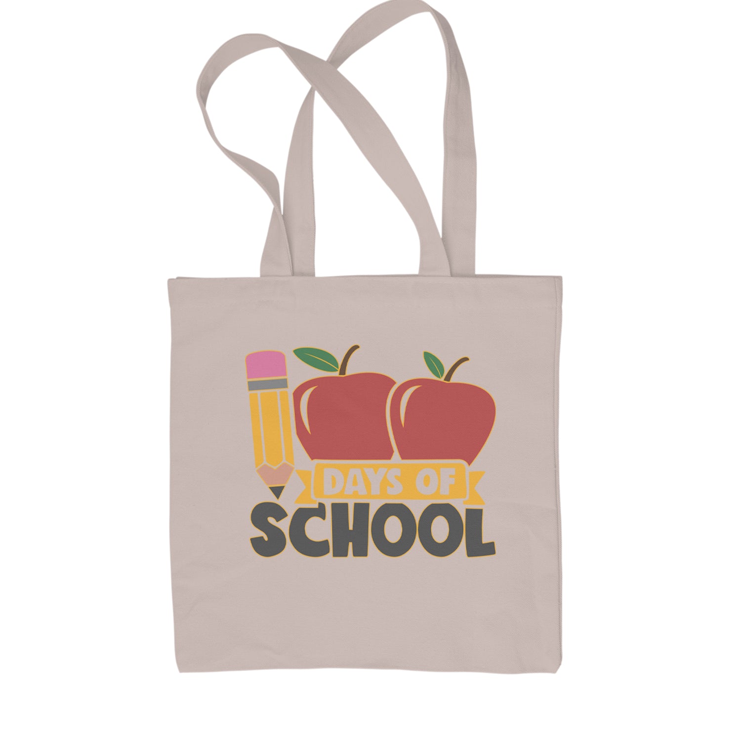 100 Days Of School Apple Pencil Shopping Tote Bag Natural