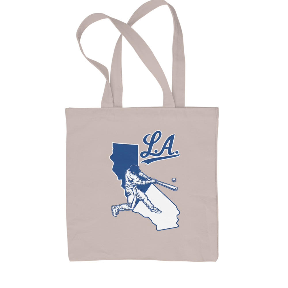 Los Angeles Baseball Batter Up Shopping Tote Bag Natural