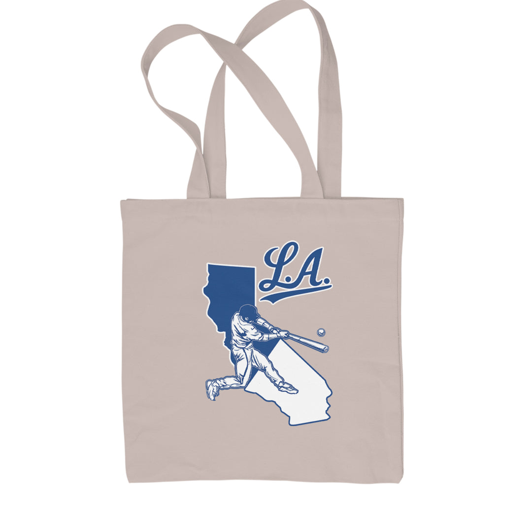 Los Angeles Baseball Batter Up Shopping Tote Bag Natural