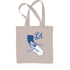 Los Angeles Baseball Batter Up Shopping Tote Bag Natural